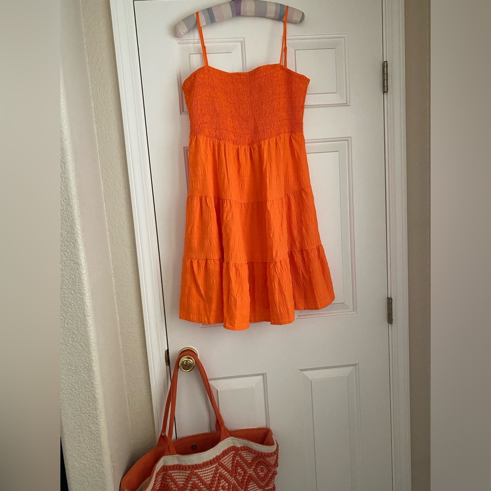Shein Size XL Orange Smocked Top Dress